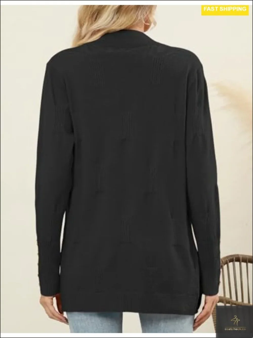 Lightweight Long Sleeve Open Front Knit Cardigan with Pockets